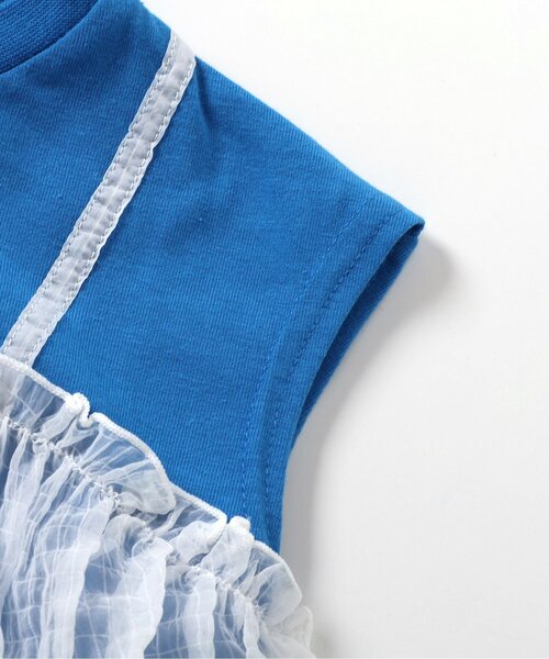 BREEZE（ブリーズ）の「チュールフレンチスリーブTシャツ_一部WEB限定カラー（Tシャツ/カットソー・キッズ・チャコール/ブルー/ピンク/オフホワイト・120/140/90/100/110/80/130）」の6枚目の写真