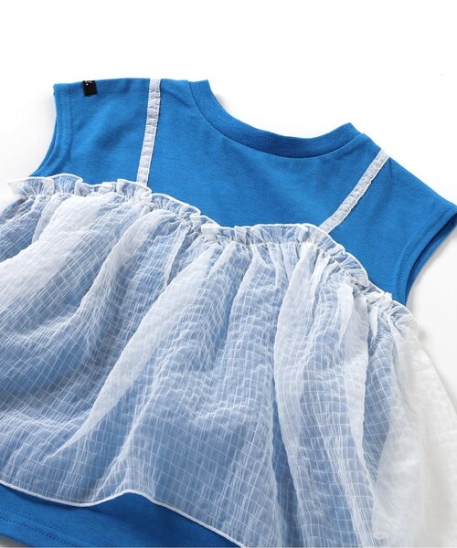 BREEZE（ブリーズ）の「チュールフレンチスリーブTシャツ_一部WEB限定カラー（Tシャツ/カットソー・キッズ・チャコール/ブルー/ピンク/オフホワイト・120/140/90/100/110/80/130）」の8枚目の写真