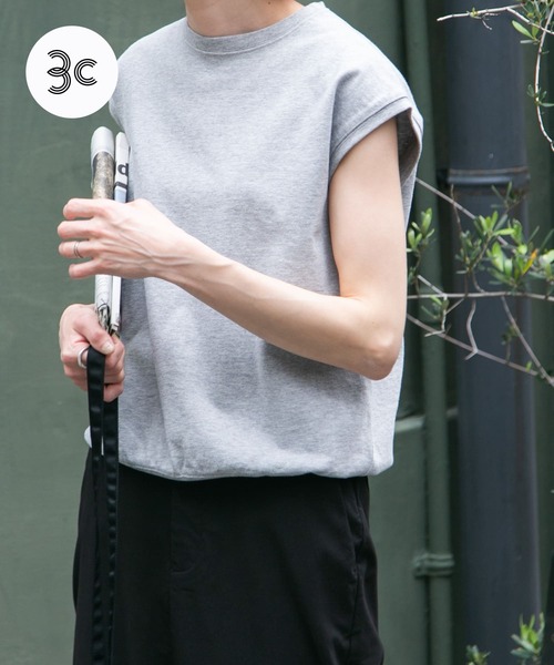 FORK&SPOON（フォークアンドスプーン）の「FORK&SPOON　ヘビーウェイト天竺ノースリーブTシャツ（Tシャツ/カットソー・レディース・グレー系その他/ブルー系その他/オフホワイト・1）」の2枚目の写真