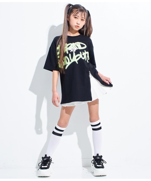 ANAP GiRL(アナップガール)の「ANAPR+S【リラスポ】グラフィティーロゴ前ZIPオーバーTシャ(Tシャツ/カットソー・キッズ・イエロー×グリーン/ブラック/ホワイト・XS/S/M)」の15枚目の写真