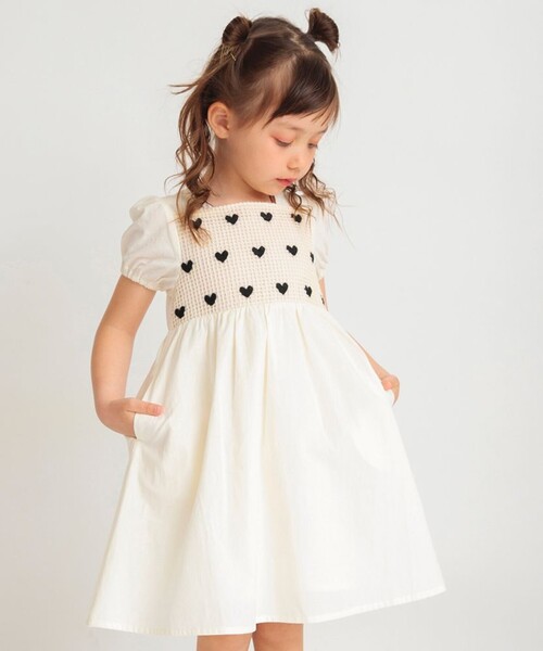 ハンドメイド刺繍　半袖ワンピース 110センチ セール】【ジュニア対応】クロス刺繍ワンピース（ワンピース