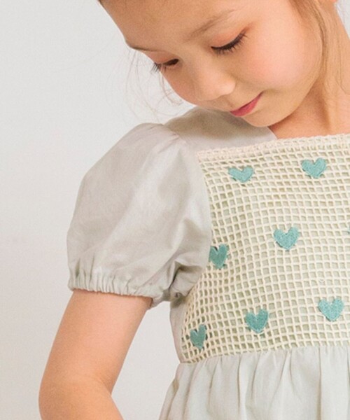 ハンドメイド刺繍　半袖ワンピース 110センチ セール】【ジュニア対応】クロス刺繍ワンピース（ワンピース