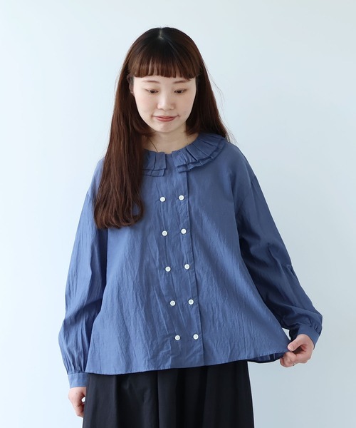 bulle de savon（ビュルデサボン）の「△コットン/キュプラ ローンIBK bebe ブラウス（シャツ/ブラウス・レディース・ホワイト/ブラック/ミント/サックスブルー/チャコールグレー/グレー・FREE）」の4枚目の写真