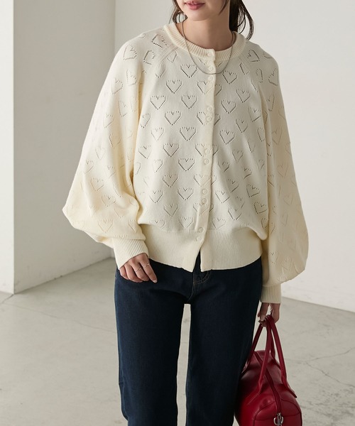 ★ハート透かし ボレロ★ ハート透かし編みニットボレロ | outlet | axes femme online shop