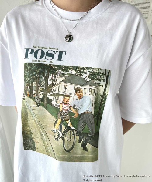 classicalelf(クラシカルエルフ)の「『THE SATURDAY EVENING POST』×クラシカルエルフ 別注グラフィックTシャツ【Bike Riding Lesson】(Tシャツ/カットソー・レディース・チャコール/ホワイト・X-LARGE/LARGE/MEDIUM/SMALL)」の12枚目の写真