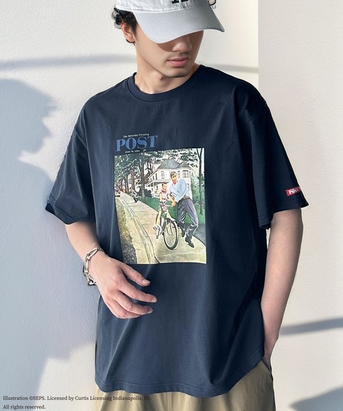 classicalelf(クラシカルエルフ)の「『THE SATURDAY EVENING POST』×クラシカルエルフ 別注グラフィックTシャツ【Bike Riding Lesson】(Tシャツ/カットソー・レディース・チャコール/ホワイト・X-LARGE/LARGE/MEDIUM/SMALL)」の4枚目の写真