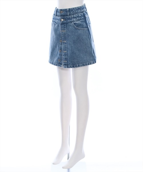 clear（クリア）の「フラップデニムスコート［ショート丈 ミニ丈 カジュアル］≪再入荷≫（デニムパンツ・レディース・ブルー/ブラック・M/S）」の3枚目の写真