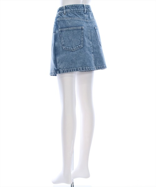 clear（クリア）の「フラップデニムスコート［ショート丈 ミニ丈 カジュアル］≪再入荷≫（デニムパンツ・レディース・ブルー/ブラック・M/S）」の5枚目の写真