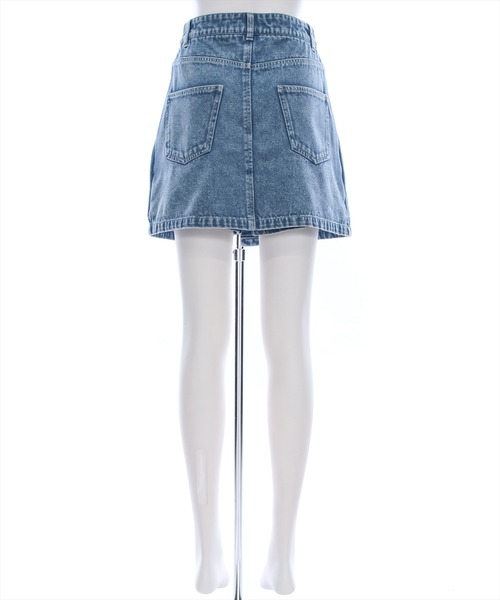 clear（クリア）の「フラップデニムスコート［ショート丈 ミニ丈 カジュアル］≪再入荷≫（デニムパンツ・レディース・ブルー/ブラック・M/S）」の6枚目の写真