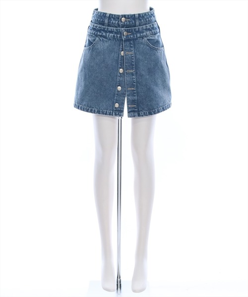 clear（クリア）の「フラップデニムスコート［ショート丈 ミニ丈 カジュアル］≪再入荷≫（デニムパンツ・レディース・ブルー/ブラック・M/S）」の14枚目の写真