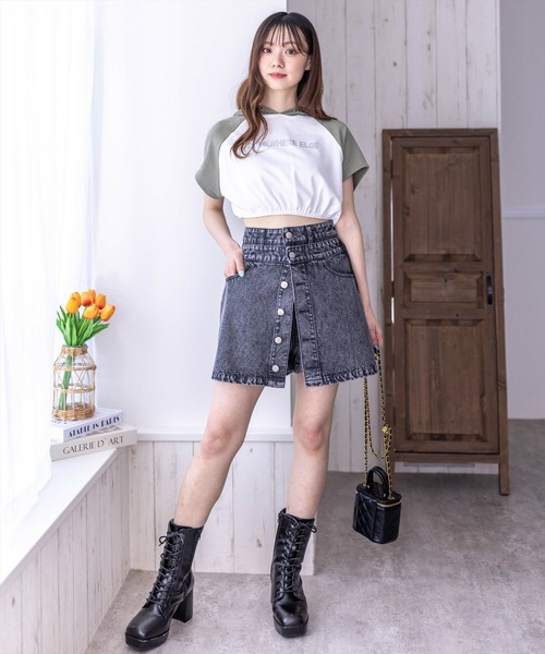 clear（クリア）の「フラップデニムスコート［ショート丈 ミニ丈 カジュアル］≪再入荷≫（デニムパンツ・レディース・ブルー/ブラック・M/S）」の12枚目の写真