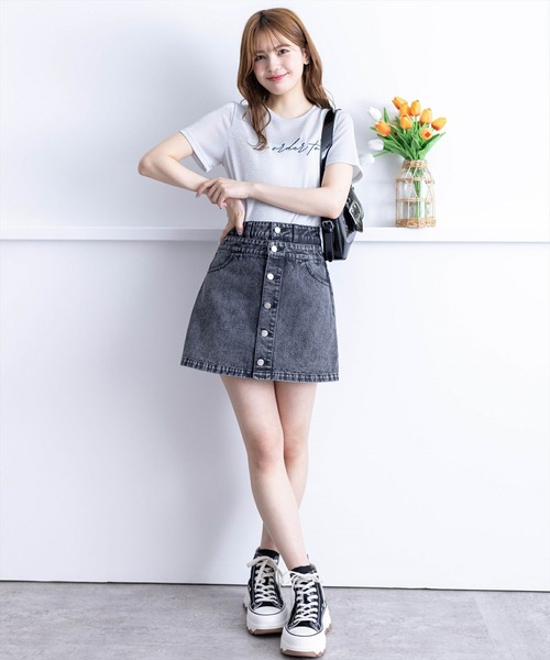 clear（クリア）の「フラップデニムスコート［ショート丈 ミニ丈 カジュアル］≪再入荷≫（デニムパンツ・レディース・ブルー/ブラック・M/S）」の13枚目の写真