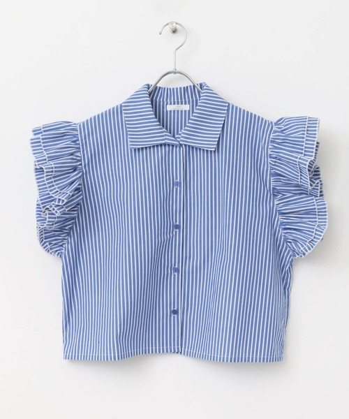 ITEMS URBANRESEARCH（アイテムズ アーバンリサーチ）の「フリルショートブラウス（シャツ/ブラウス・レディース・ストライプ/ブラック・FREE）」の22枚目の写真