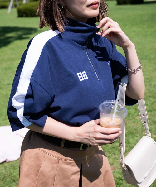 WEGO（ウィゴー）の「WEGO/刺繍ハーフジップT（Tシャツ/カットソー・レディース・ネイビー/ホワイト/アイボリー・FREE）」の10枚目の写真