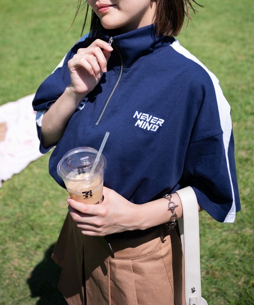 WEGO（ウィゴー）の「WEGO/刺繍ハーフジップT（Tシャツ/カットソー・レディース・ネイビー/ホワイト/アイボリー・FREE）」の11枚目の写真