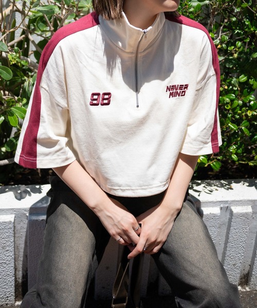 WEGO（ウィゴー）の「WEGO/刺繍ハーフジップT（Tシャツ/カットソー・レディース・ネイビー/ホワイト/アイボリー・FREE）」の17枚目の写真