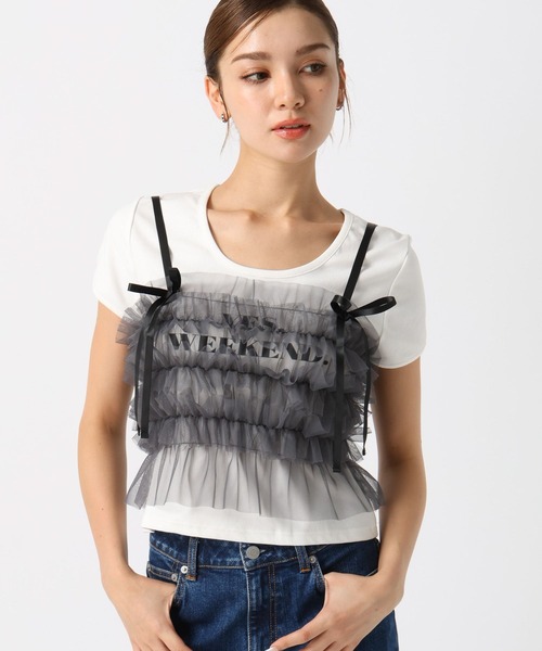 FOREVER 21(フォーエバー トゥエンティーワン)の「【2024FW】チュールフリルキャミ(キャミソール・レディース・ナチュラル/グレー/ブラック・FREE)」の2枚目の写真