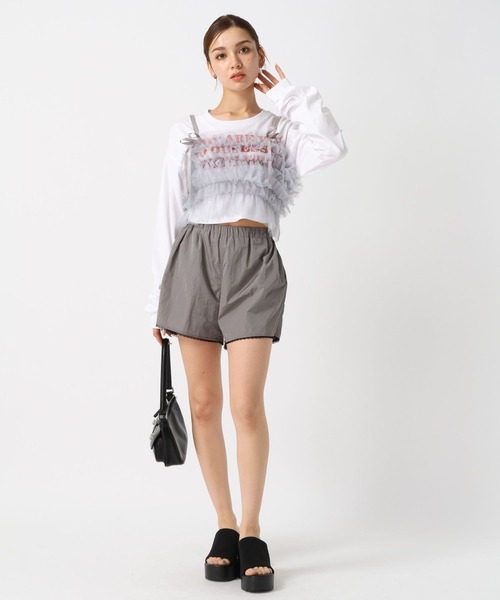 FOREVER 21(フォーエバー トゥエンティーワン)の「【2024FW】チュールフリルキャミ(キャミソール・レディース・ナチュラル/グレー/ブラック・FREE)」の12枚目の写真