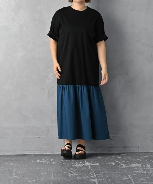 STYLE DELI（スタイルデリ）の「【BLK001】バイカラーワンピース（ワンピース・レディース・オフホワイト/ブラック・FREE）」の2枚目の写真