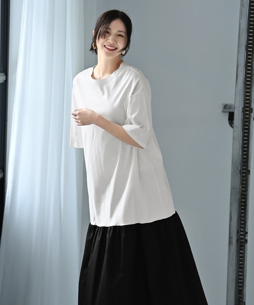 STYLE DELI（スタイルデリ）の「【BLK001】バイカラーワンピース（ワンピース・レディース・オフホワイト/ブラック・FREE）」の16枚目の写真