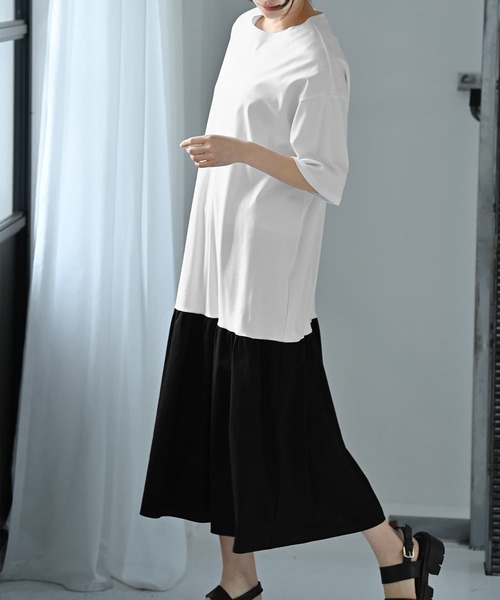 STYLE DELI（スタイルデリ）の「【BLK001】バイカラーワンピース（ワンピース・レディース・オフホワイト/ブラック・FREE）」の18枚目の写真