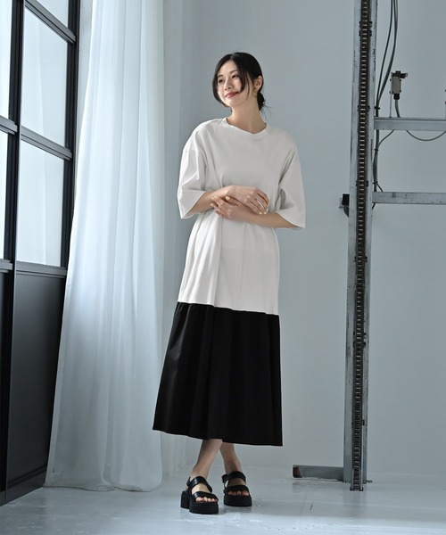 STYLE DELI（スタイルデリ）の「【BLK001】バイカラーワンピース（ワンピース・レディース・オフホワイト/ブラック・FREE）」の22枚目の写真