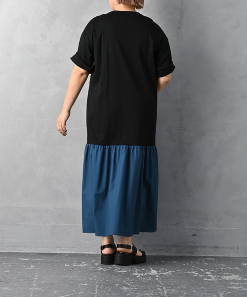 STYLE DELI（スタイルデリ）の「【BLK001】バイカラーワンピース（ワンピース・レディース・オフホワイト/ブラック・FREE）」の3枚目の写真