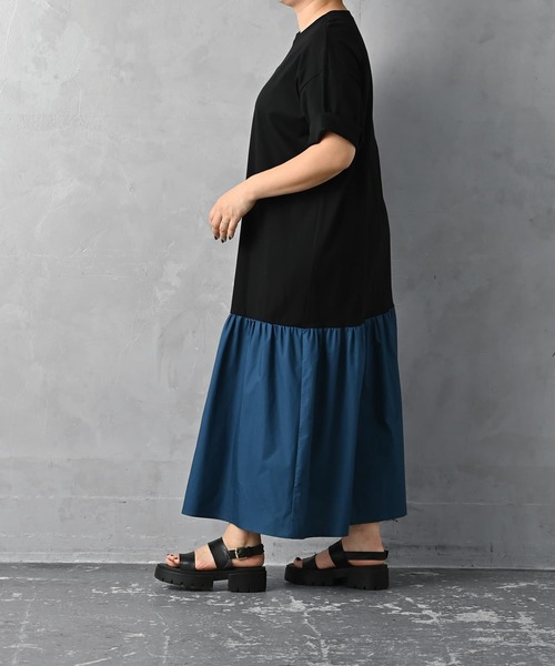STYLE DELI（スタイルデリ）の「【BLK001】バイカラーワンピース（ワンピース・レディース・オフホワイト/ブラック・FREE）」の4枚目の写真