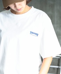 HOMETOWN emb S/S T-SHIRTS/スラッシャーボックスシルエットワンポイント刺繍ブランドロゴ半袖Tシャツ