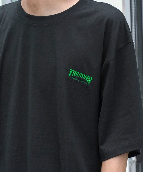 THRASHER(スラッシャー)の「HOMETOWN emb S/S T-SHIRTS/スラッシャーボックスシルエットワンポイント刺繍ブランドロゴ半袖Tシャツ(Tシャツ/カットソー・メンズ・ブラック×ホワイト/ネイビー/ブラック×グリーン/グレー×ホワイト/ホワイト×ブラック/ホワイト×ブルー・LARGE/MEDIUM/XX-LARGE/X-LARGE)」の8枚目の写真