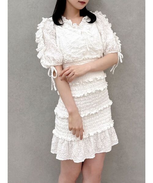 dazzlin（ダズリン）の「ベビーフリルシャーリングワンピース（ワンピース・レディース・ピンク/ネイビー/オフホワイト・SMALL/MEDIUM）」の2枚目の写真