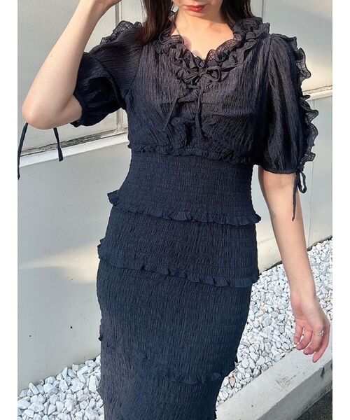 dazzlin（ダズリン）の「ベビーフリルシャーリングワンピース（ワンピース・レディース・ピンク/ネイビー/オフホワイト・SMALL/MEDIUM）」の10枚目の写真