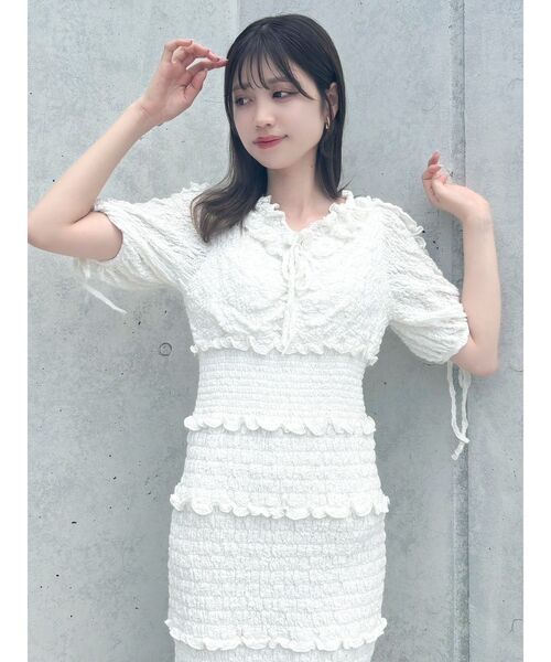 dazzlin ダズリン【M】ワンピース フリル ひざ丈 ブラック ホワイト dazzlin ダズリン【M】ワンピース フリル ひざ丈 ブラック