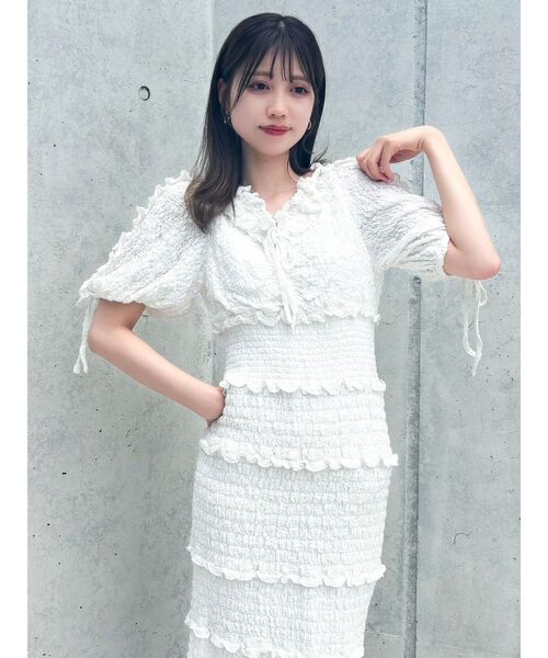 dazzlin（ダズリン）の「ベビーフリルシャーリングワンピース（ワンピース・レディース・ピンク/ネイビー/オフホワイト・SMALL/MEDIUM）」の17枚目の写真