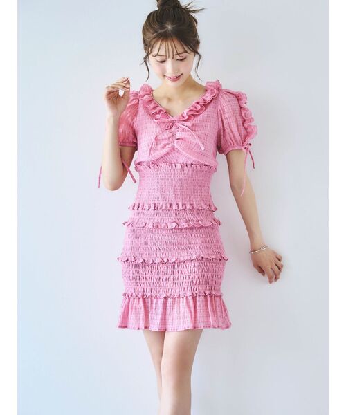 dazzlin（ダズリン）の「ベビーフリルシャーリングワンピース（ワンピース・レディース・ピンク/ネイビー/オフホワイト・SMALL/MEDIUM）」の8枚目の写真