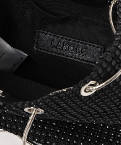 LAKOLE(ラコレ)の「キラキラストーン巾着ショルダーバッグ / 129915(ショルダーバッグ・レディース・その他1/ブラック/グレー・FREE)」の6枚目の写真