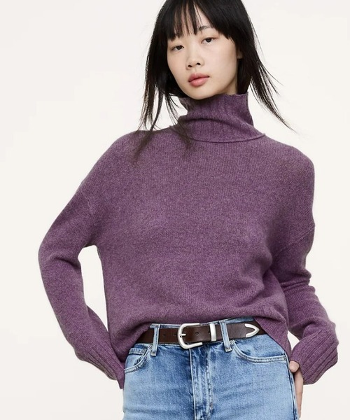 オーバーサイズ ミッドウェイト カシミヤ タートルネックセーター