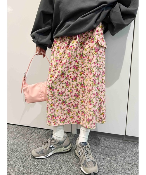 WC（ダブル シー）の「リトルフラワーカーゴロングスカート（スカート・レディース・アイボリー/ピンク・FREE）」の9枚目の写真