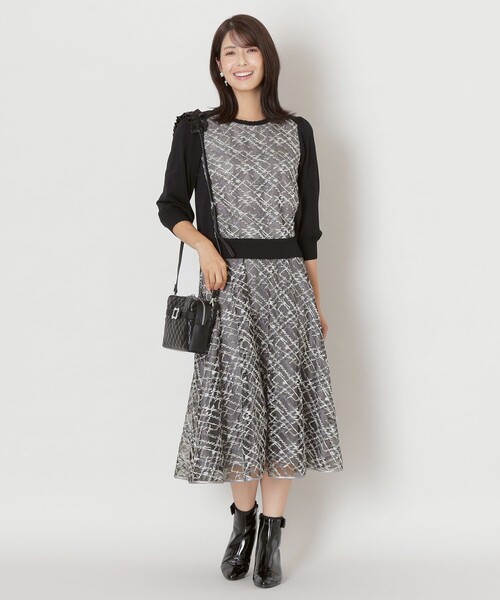 【セール】チュールチェック刺しゅう コンビニット（ニット/セーター）｜TO BE CHIC（トゥー ビー シック）