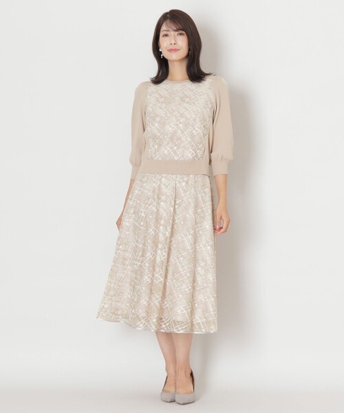 【セール】チュールチェック刺しゅう コンビニット（ニット/セーター）｜TO BE CHIC（トゥー ビー シック）