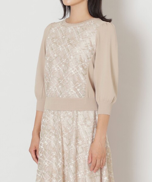 【セール】チュールチェック刺しゅう コンビニット（ニット/セーター）｜TO BE CHIC（トゥー ビー シック）