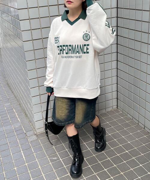 WEGO（ウィゴー）の「WEGO/ゲームグラフィックビッグスウェット（スウェット・レディース・ワイン/アイボリー/ホワイト・FREE）」の14枚目の写真