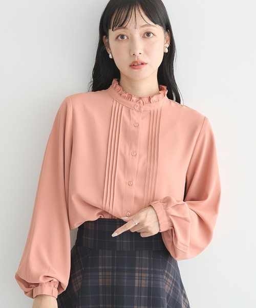 earth music&ecology（アースミュージックアンドエコロジー）の「フリルピンタックブラウス（シャツ/ブラウス・レディース・ブラック系その他5/アイボリー/ピンク/ミント・FREE）」の4枚目の写真