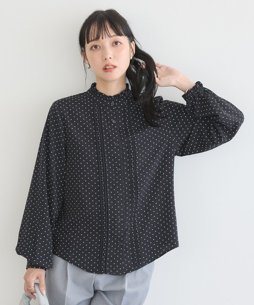 earth music&ecology（アースミュージックアンドエコロジー）の「フリルピンタックブラウス（シャツ/ブラウス・レディース・ブラック系その他5/アイボリー/ピンク/ミント・FREE）」の5枚目の写真