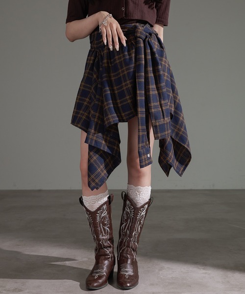 apres jour mignon（アプレジュールミニョン）の「2WAYアシメラップスカパン（スカート・レディース・ネイビー/レッド/ブラウン系その他/ブラック・X-LARGE/フリー）」の3枚目の写真