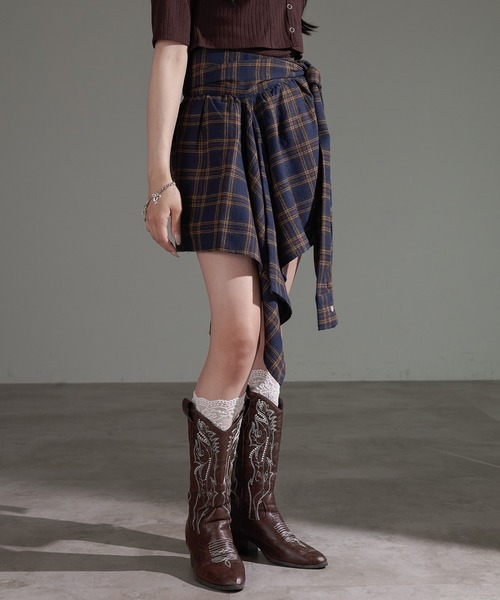 apres jour mignon（アプレジュールミニョン）の「2WAYアシメラップスカパン（スカート・レディース・ネイビー/レッド/ブラウン系その他/ブラック・X-LARGE/フリー）」の15枚目の写真