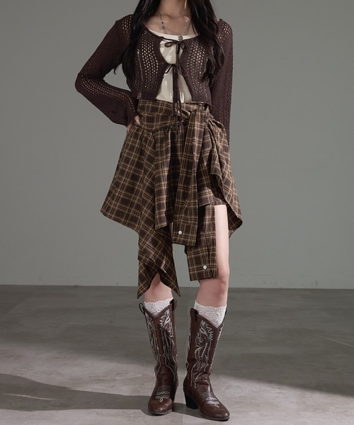 apres jour mignon（アプレジュールミニョン）の「2WAYアシメラップスカパン（スカート・レディース・ネイビー/レッド/ブラウン系その他/ブラック・X-LARGE/フリー）」の7枚目の写真