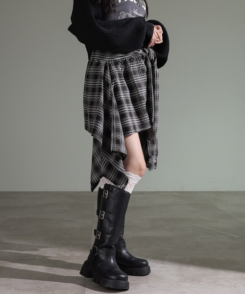 apres jour mignon（アプレジュールミニョン）の「2WAYアシメラップスカパン（スカート・レディース・ネイビー/レッド/ブラウン系その他/ブラック・X-LARGE/フリー）」の9枚目の写真