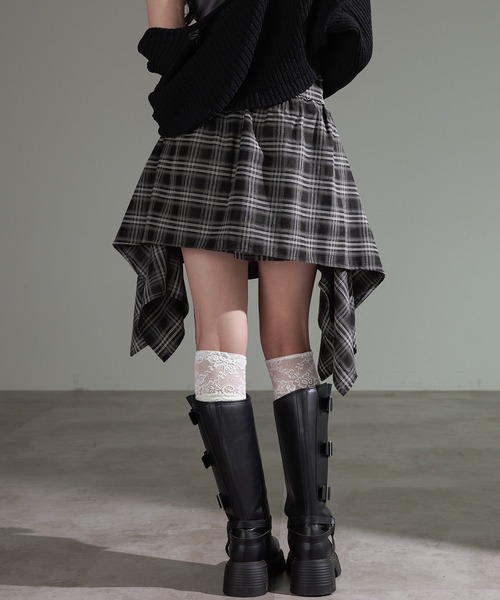 N*7様 アシメラップスカート　黒シルバー セール】2WAYアシメラップスカパン（スカート）｜apres jour mignon