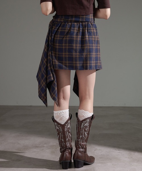 apres jour mignon（アプレジュールミニョン）の「2WAYアシメラップスカパン（スカート・レディース・ネイビー/レッド/ブラウン系その他/ブラック・X-LARGE/フリー）」の16枚目の写真